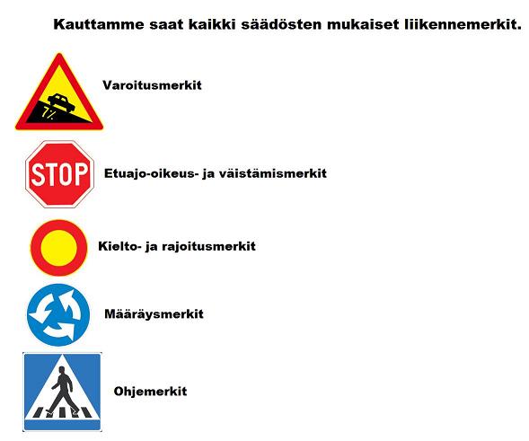 Liikennemerkki, Alk - Suojavarusteet/Tarvikkeet - Varoitus/Turvamerkit -  Liikennemerkit - Suomen 